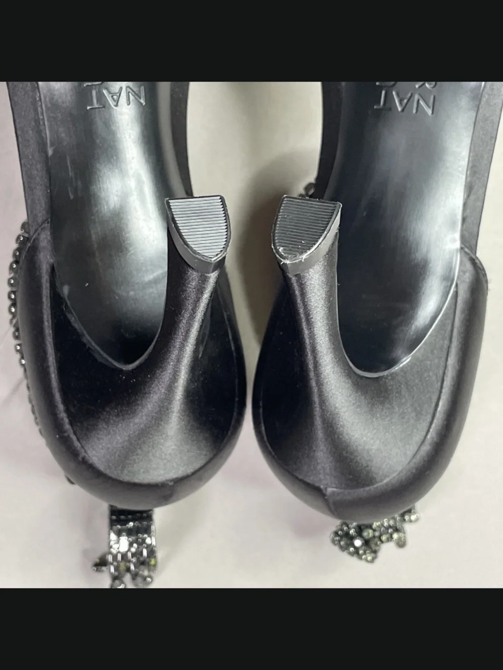 NEW Naturalizer Shoes Womens 7 black satin Alyssa heels pumps rhinestone glam